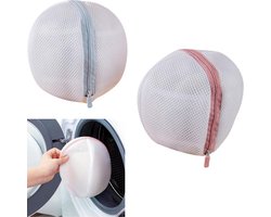 Set van 2 stuks - BH-waszak - Waszak van mesh - Waszak - Anti-vervorming - Mesh-materiaal - Met rits - Blauw, roze - 14×16cm - Geschikt voor het wassen van dameskleding