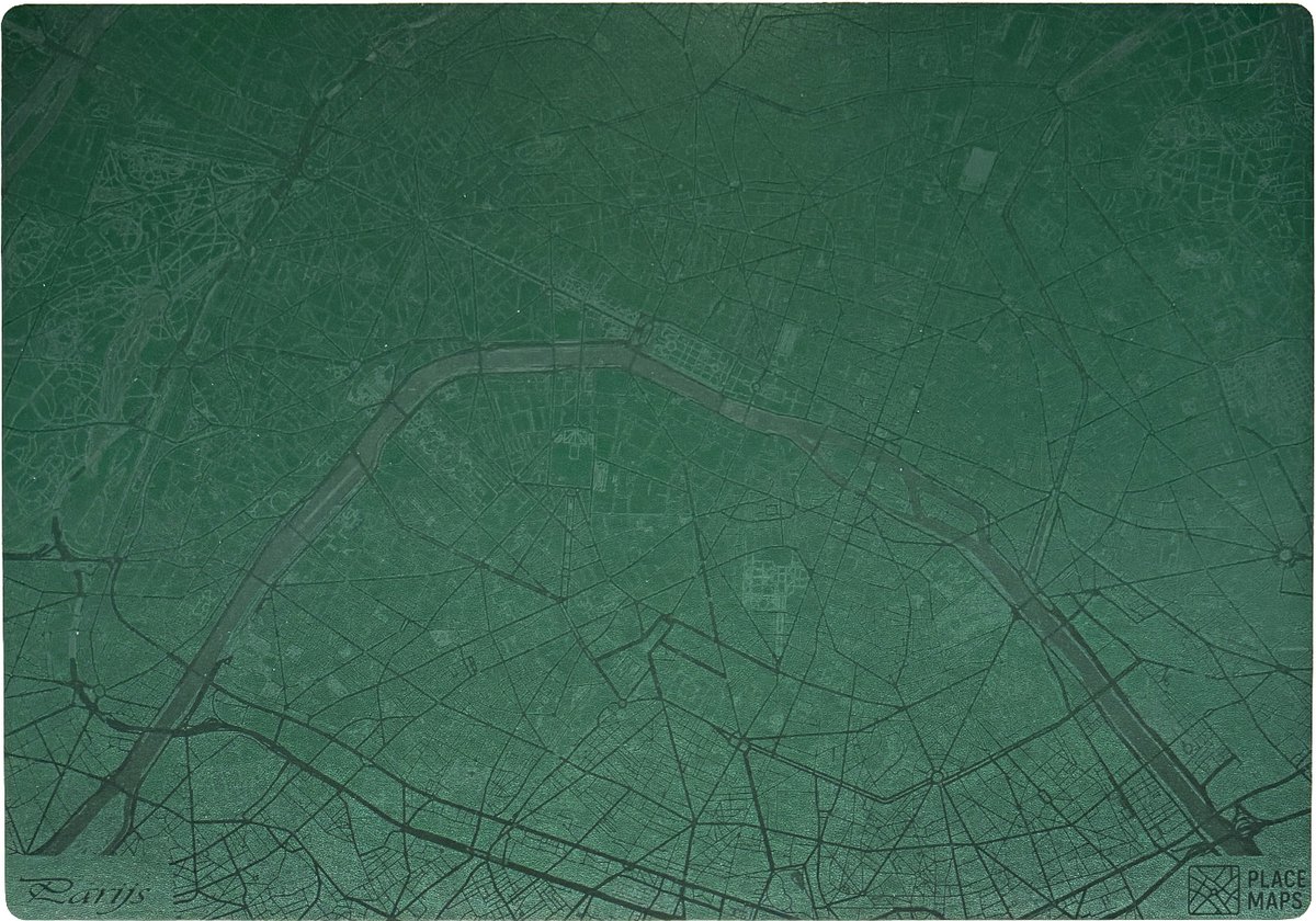 Place Maps Gegraveerde Kunstlederen Placemat Parijs Mosgroen 1 stuk
