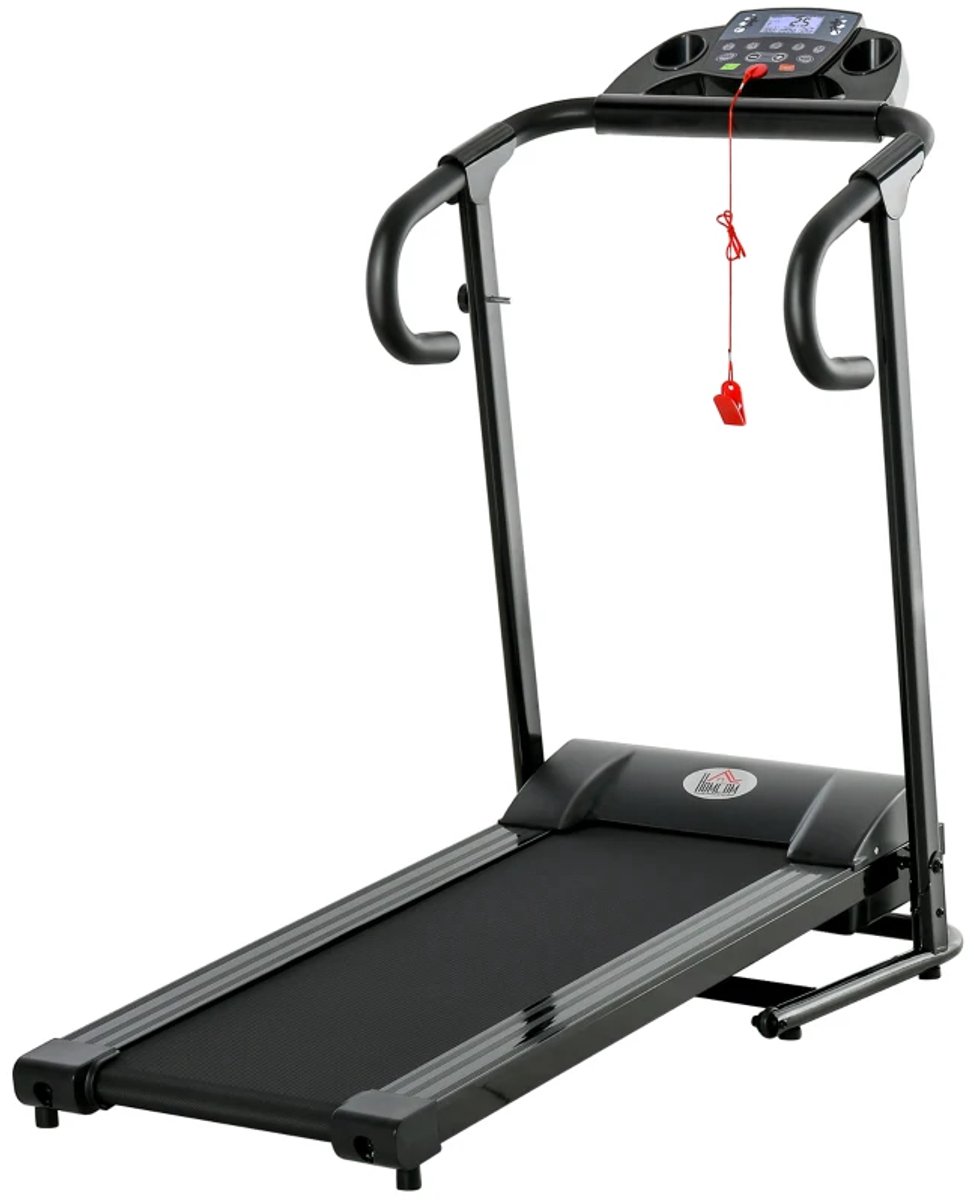 Loopband - Inklapbaar - 0.8-10 km/u - Opvouwbare Loopband - met LCD-display - 12 Programma's - Vermogen 500W - Treadmill - Fitness - voor Thuis en Indoor Fitness - Incl. Bekerhouder - Zwart