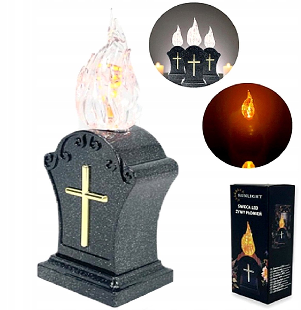 LED-kaarsinzet met vlameffect op batterijen - 17 cm