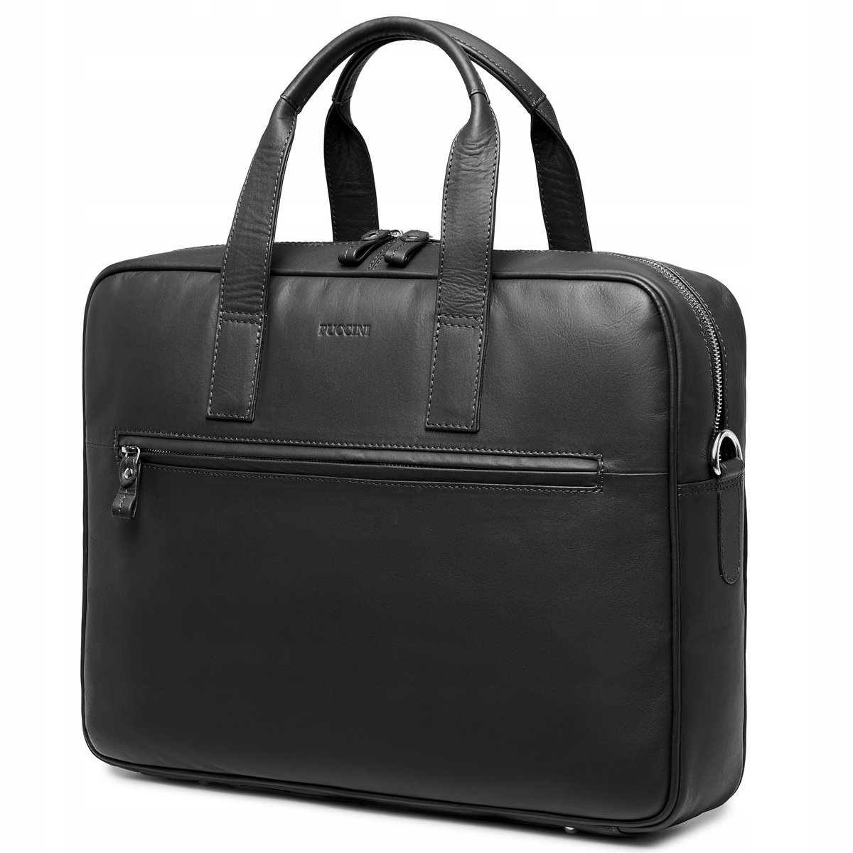 Leren Laptoptas Aktetas 15'' PUCCINI Elegante Zwarte Handtas