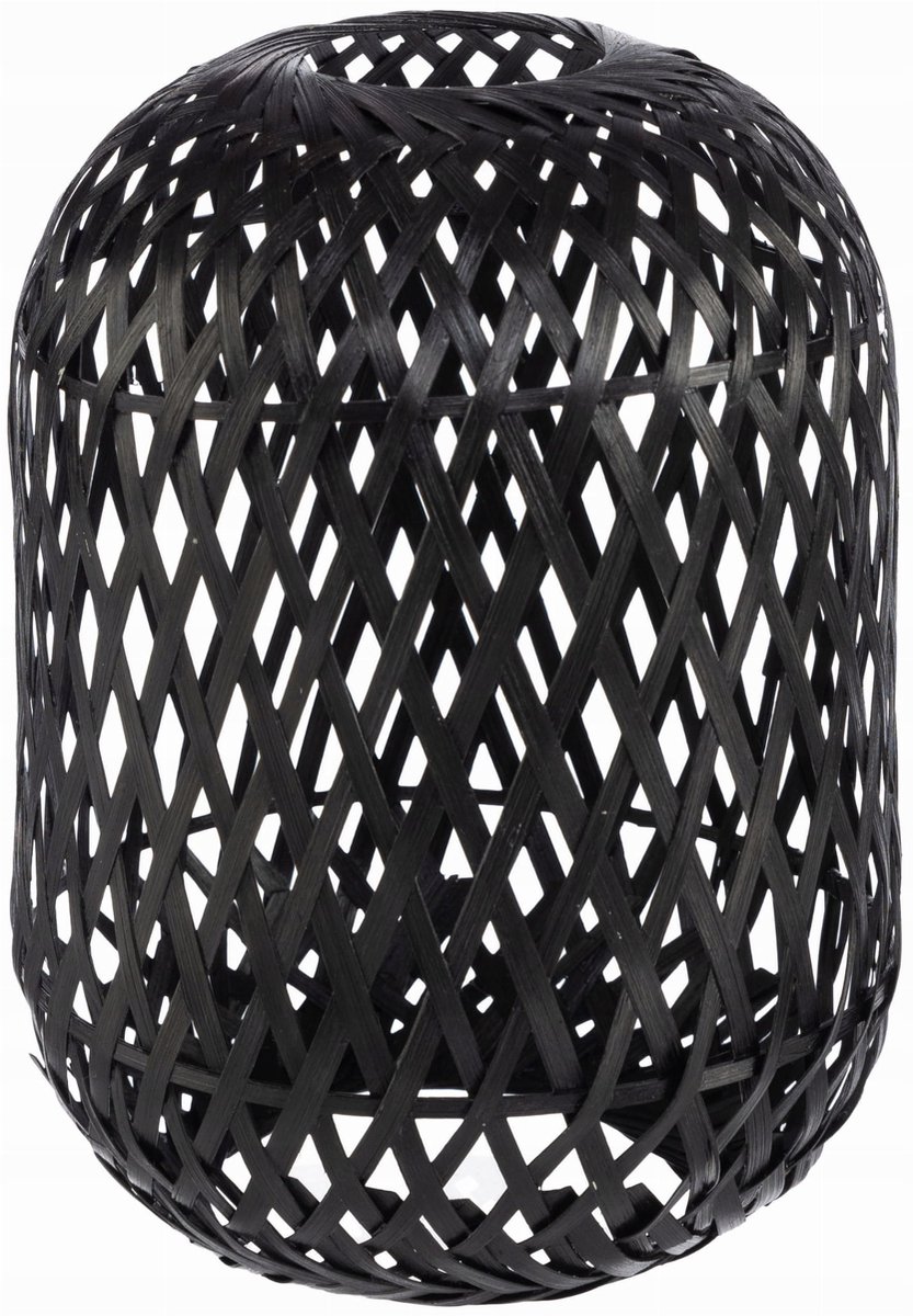 Zwarte Bamboe Lampenkap Boho Stijl - 14cm
