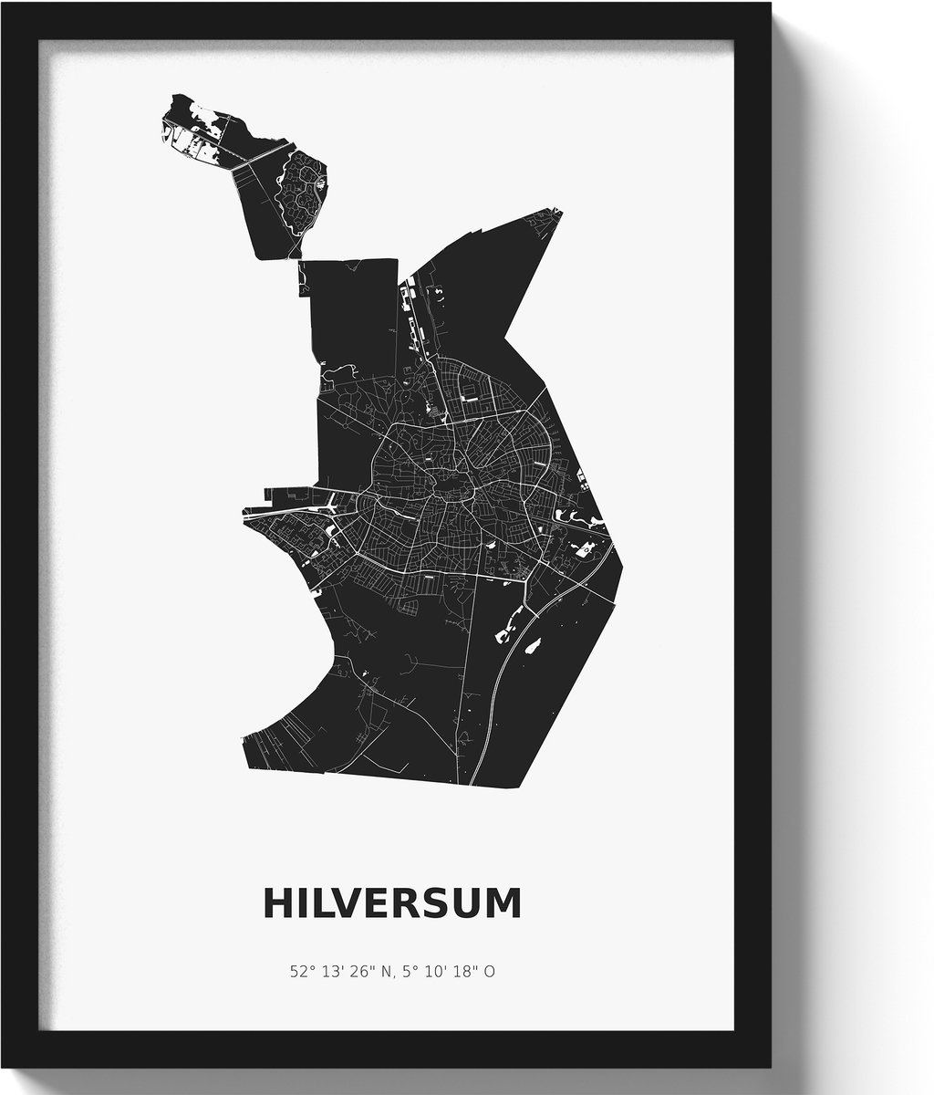 Poster Hilversum A3 - 30 x 42 cm - Zwart/Wit (Exclusief Lijst)