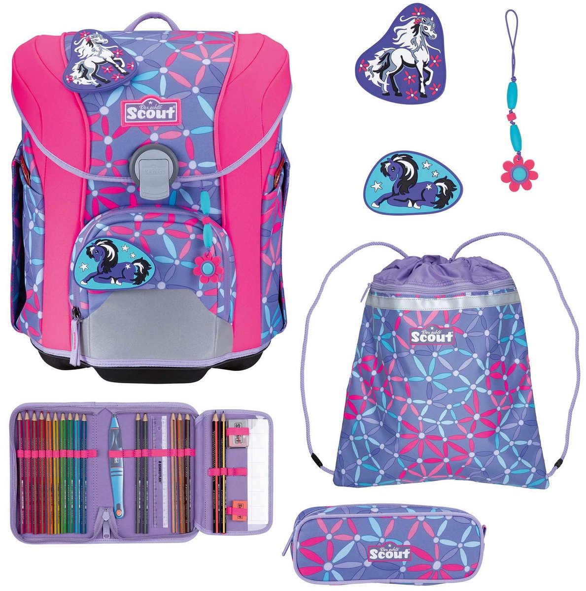 Scout schooltas Basic Micro Set 4-delig Pony Love paars