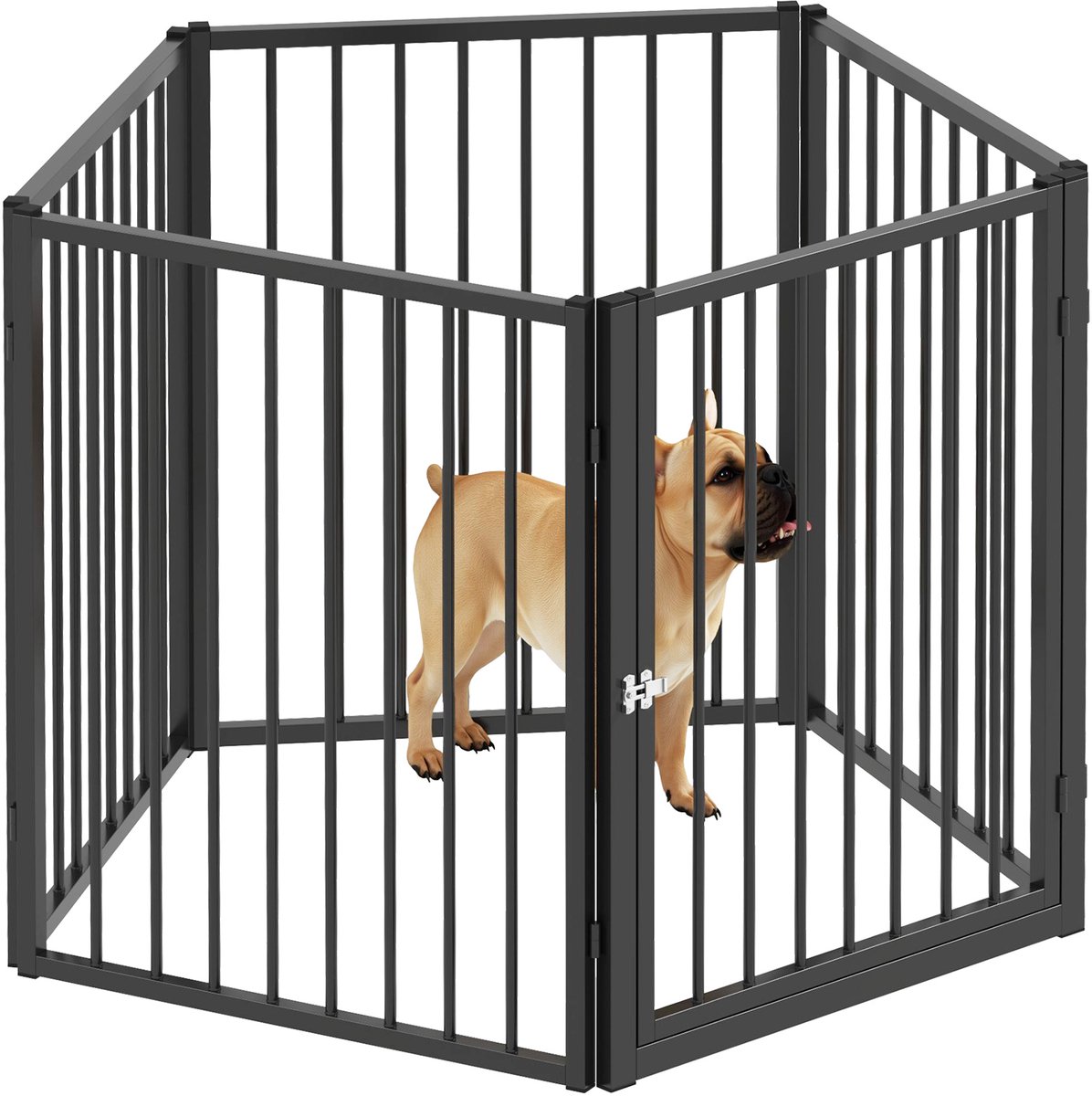 Pawhut Huisdierenren-Staal-180L x 60B x 76H cm-Zwart