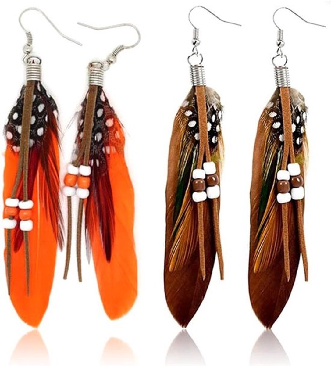 2 stuks veren oorbellen - boho parel chic dagelijks feest oor accessoires vintage bruiloft sieraden voor vrouwen en meisjes