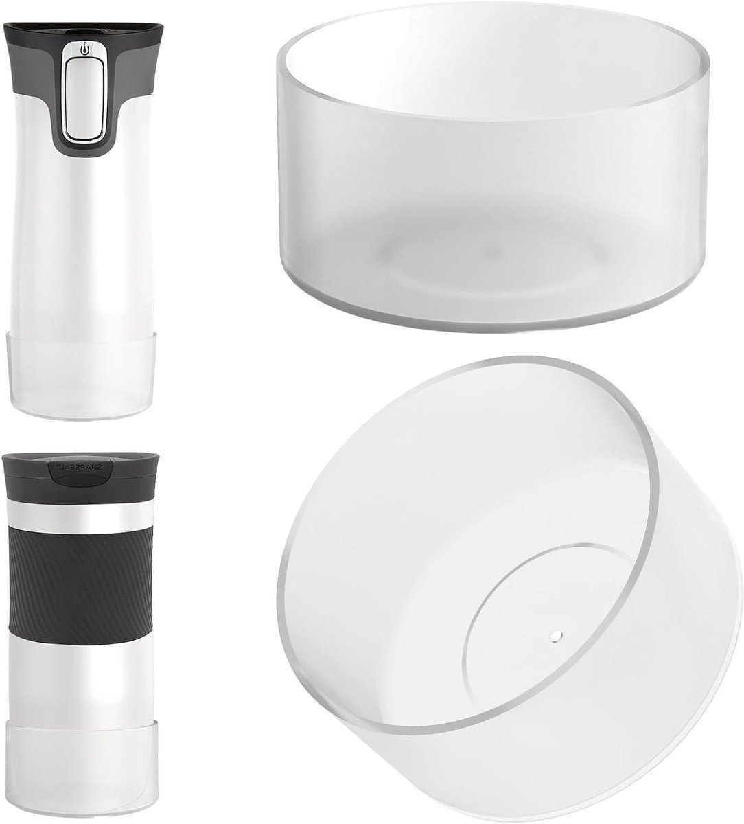 Ronte - Siliconen antislip flessenbodembeschermer voor waterfleshouder (transparant/2 stuks) met universele compatibiliteit - bescherming voor flessen zoals Contigo West Loop en Huron 2.0 - handige flessenbumper.