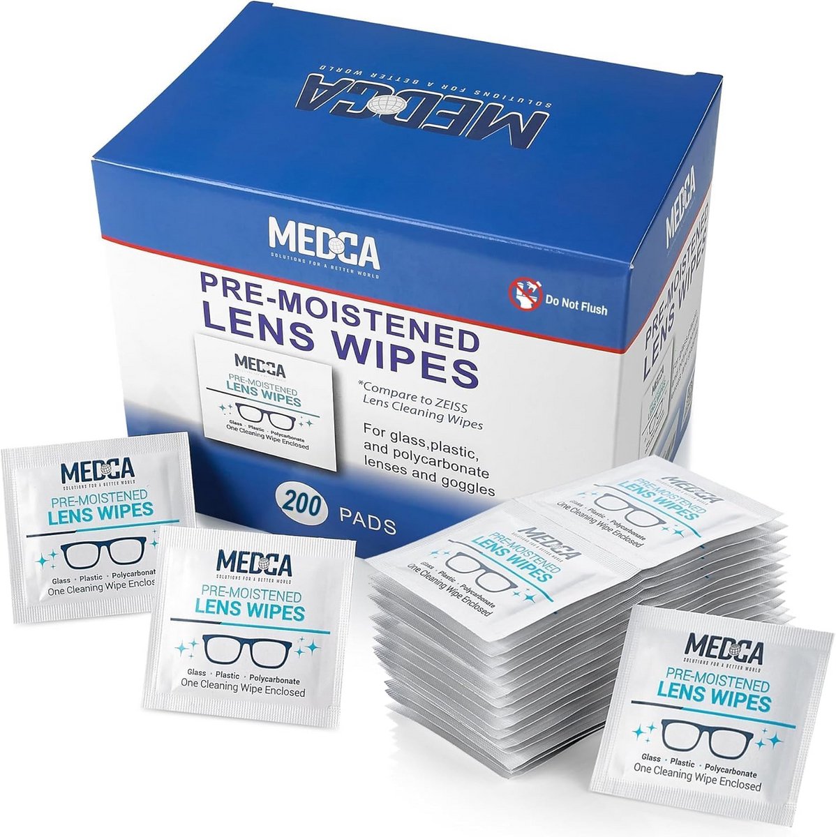 Lensreinigingsdoekjes - 210 vochtige, individuele doekjes voor brillen, telecamera's, tablets en optiek