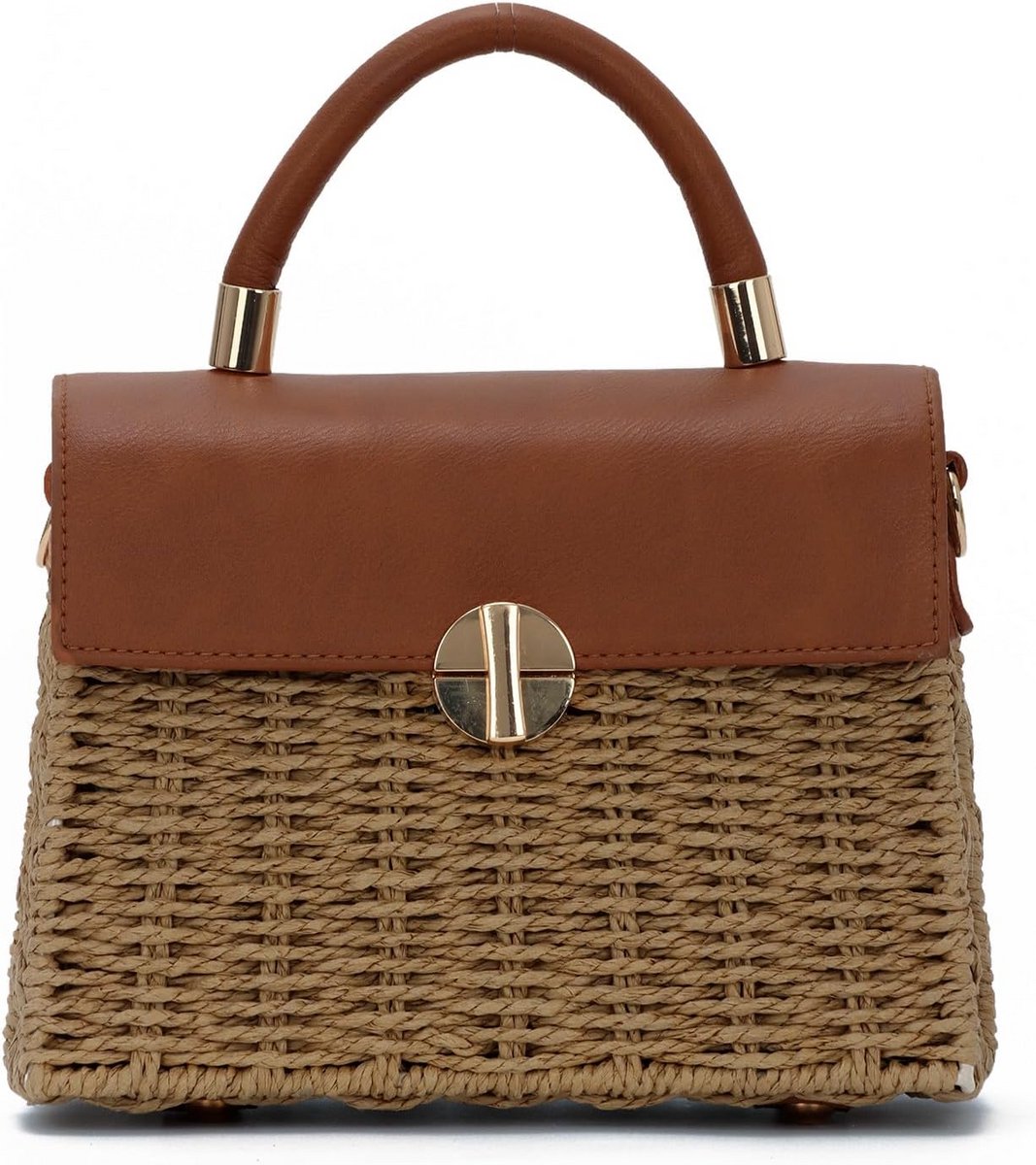 Stro Crossbody Tas voor Vrouwen Vintage Geweven Raffia Schoudertas Zomer Strand Vakantie