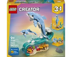 foto van LEGO® Creator 3in1 Zeedieren: Prachtige Dolfijnen - Bouw Om tot een Zeepaardje of Krab - 31385