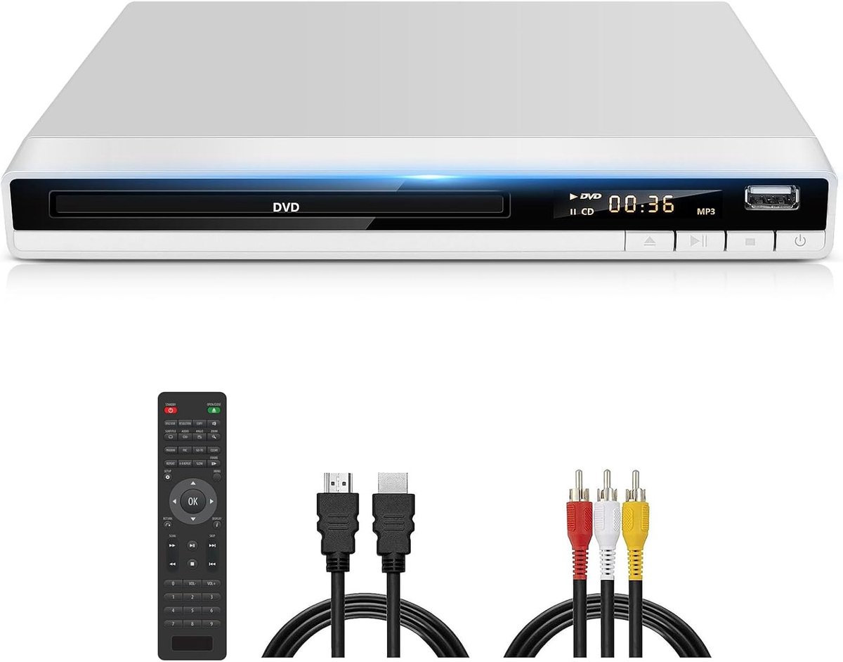 Compacte DVD-speler - Regiovrije speler - Films kijken - 1080P HD Kwaliteit - Compact formaat - Wit