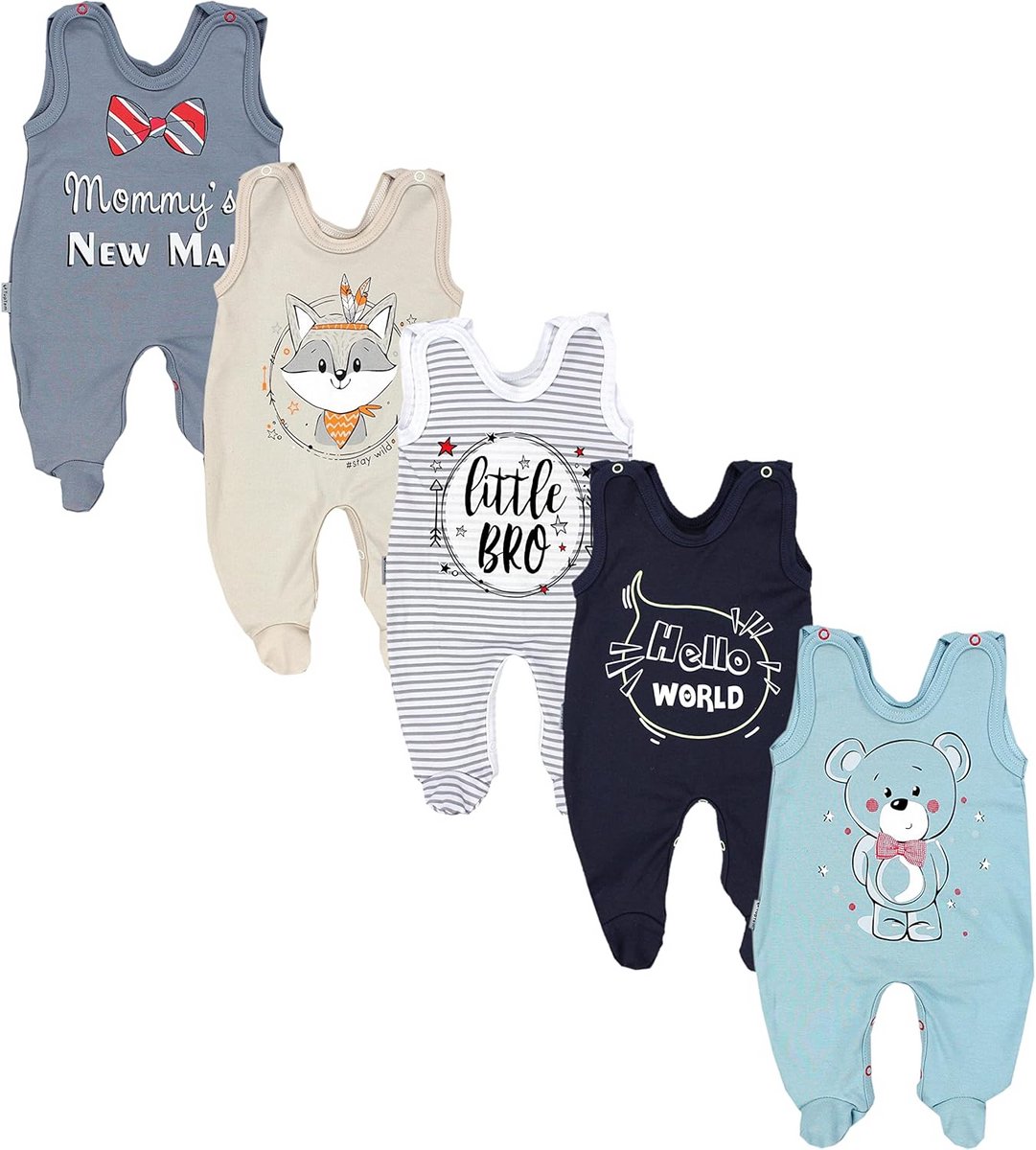 Baby Body Mouwloos met Print 5-Pack 100% Katoen