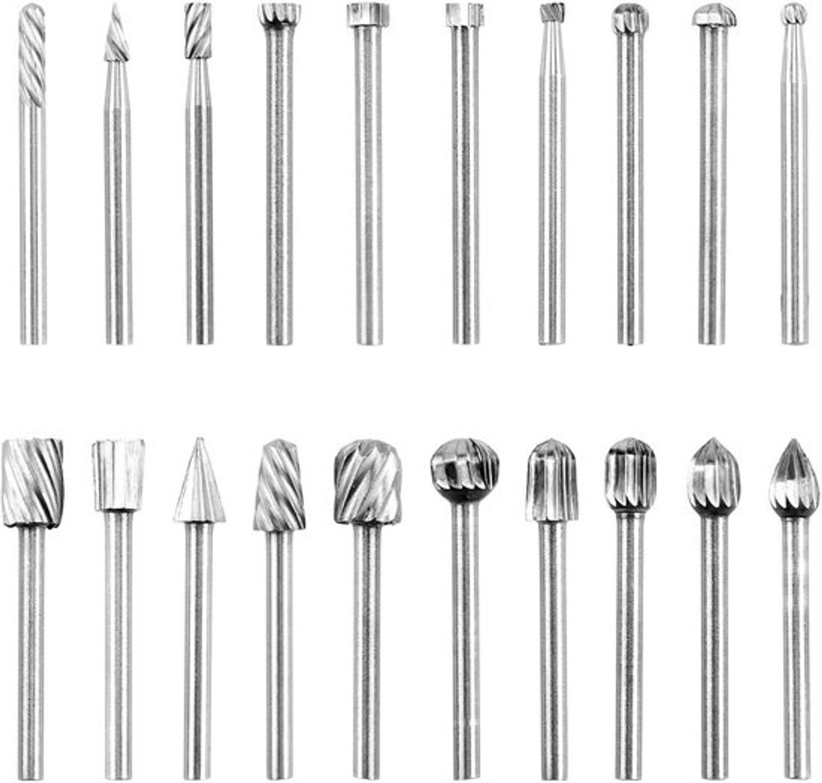 20 stuks houten frezen met 3 mm schacht - Hardmetalen freespennen met dubbele snede