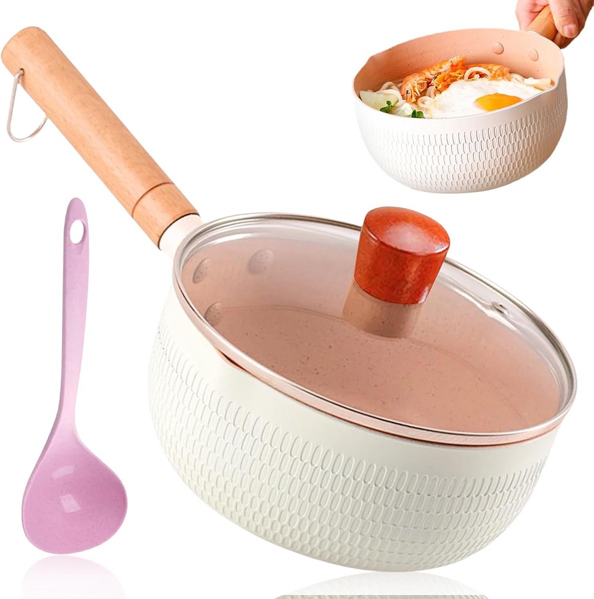 Melkpan 18 cm met Anti-aanbaklaag en Transparante Deksel