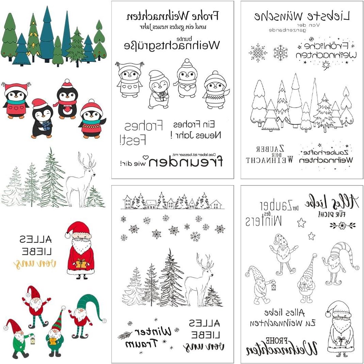 Ronte - Stempelset Kerstmis DIY Scrapbooking 4 vellen Clear Stamp - Kerstkaarten Fotoalbum Geschenken