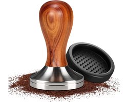Ronte - Koffiestamper van roestvrij staal met siliconen sabotagemat - Espresso tamper - Bonenpoeder pers set.