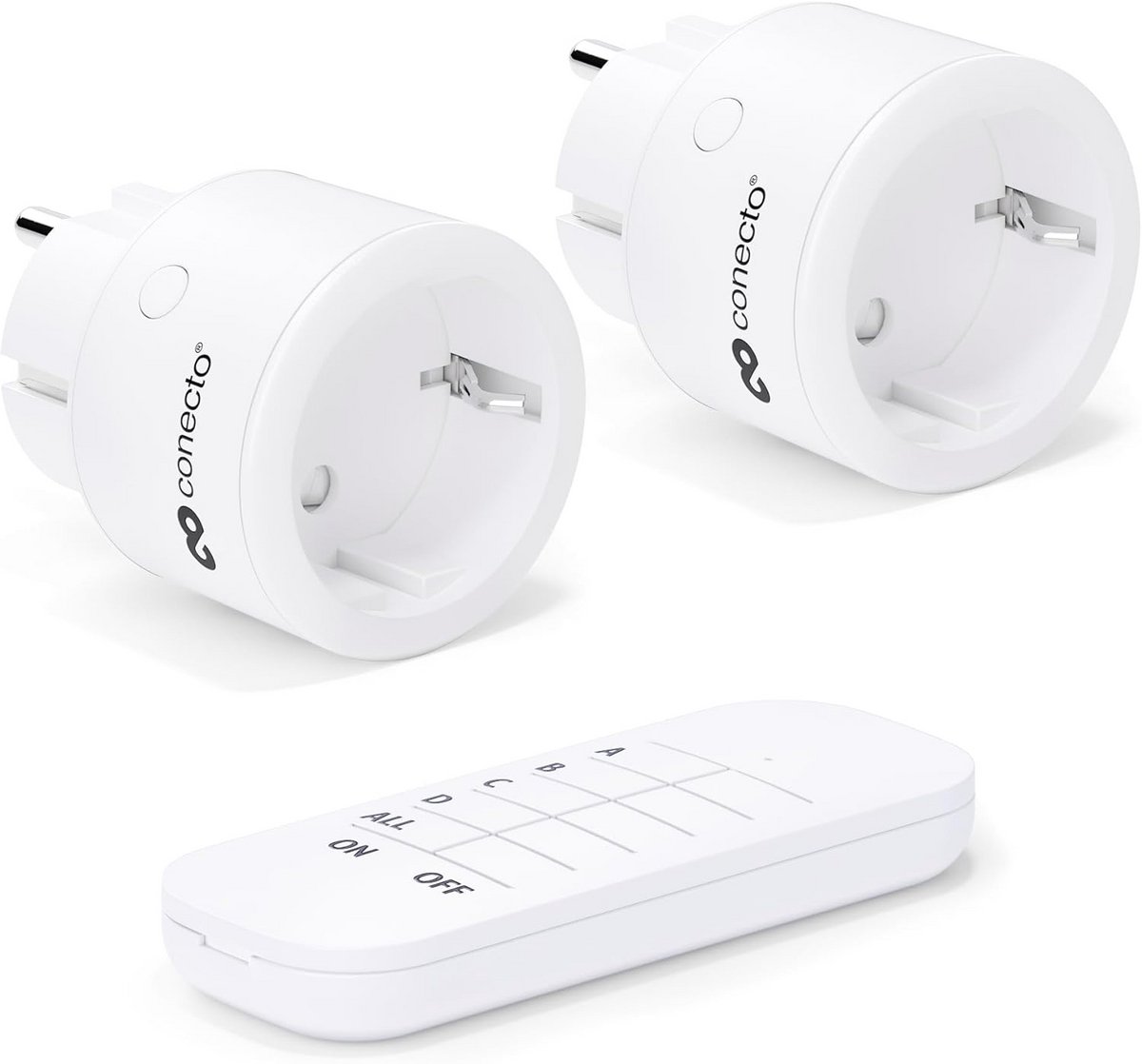 Draadloze Set: 2x Stopcontact + Afstandsbediening - 2300W - Compact - Wit