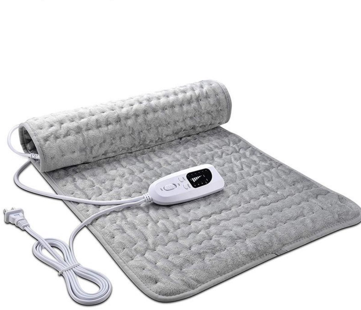 GELLDG Elektrische deken - Elektrische deken met automatische uitschakeling en 6 temperatuurinstellingen - Geschikt voor rug, nek, schouders en buik - Machinewasbaar - Grijs - 30 x 60 cm