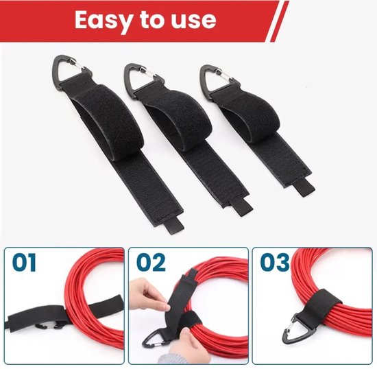 Verlengkabel-organizer & hangers (8 stuks), flexibele klittenbandbanden met driehoekige gesp voor het opbergen van kabels, slangen, draden, touwen en gereedschapsaccessoires in garage, camper