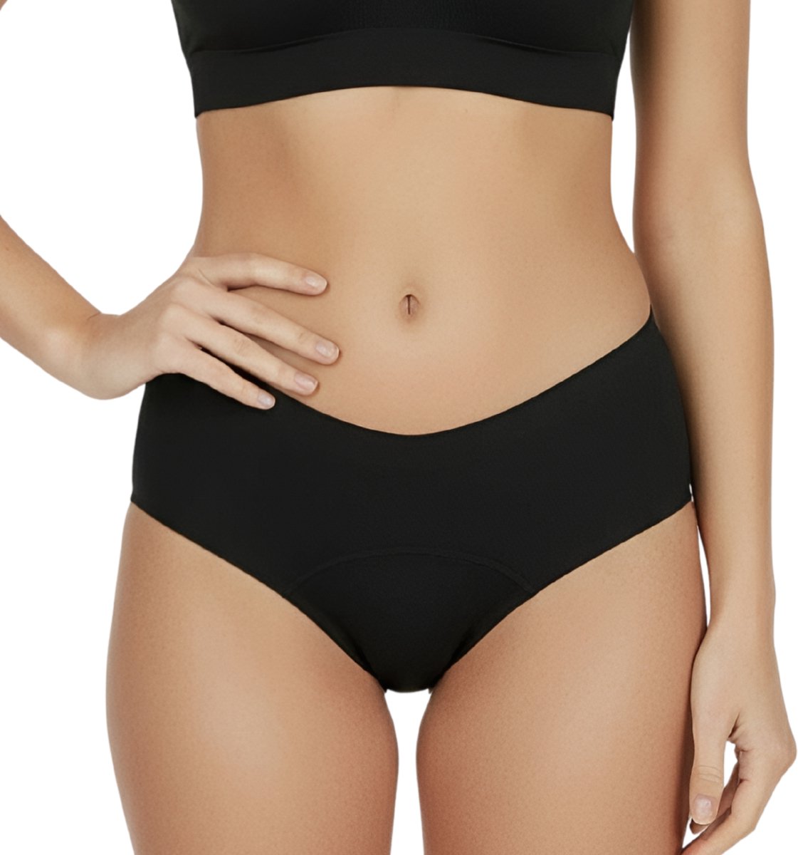 Naadloze Menstruatie Slip - Eva - 4 Laags - Maat S - Zwart - Lekvrij Menstruatie Ondergoed - Period Underwear - Bamboe Dames Ondergoed - Incontinentie Ondergoed - Wasbaar - Herbruikbare Inlegkruisjes - Naadloos - Incontinentiebroekjes
