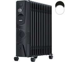 Heinrich’s HOR 8702 olieradiator - 13 ribben - 2500 W - met extra ventilator en handdoekenhouder - zwart