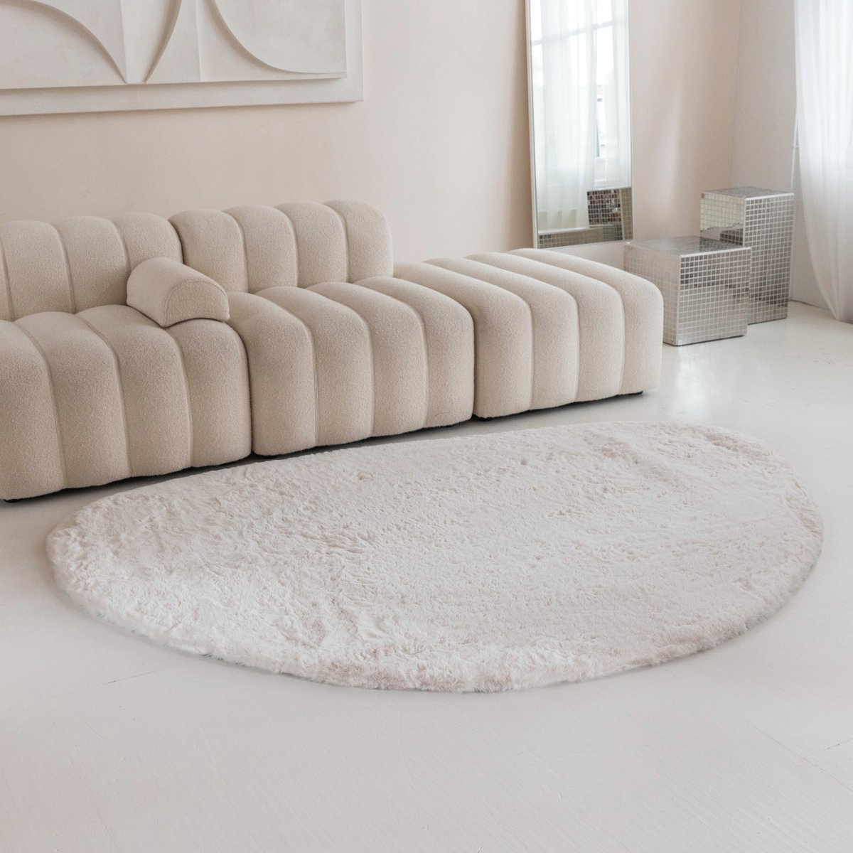 Carpet Studio Comfy Tapijt Crème, Tapijt Woonkamer 110x160 cm, Hoogpolig Tapijt, Woonkamer Tapijt, Shaggy Tapijt Fluffy Slaapkamer