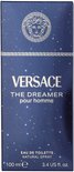 Doosje Versace The Dreamer pour homme Eau de Toilette Natural Spray 100 ml met blauwe, sterrenhemel print.