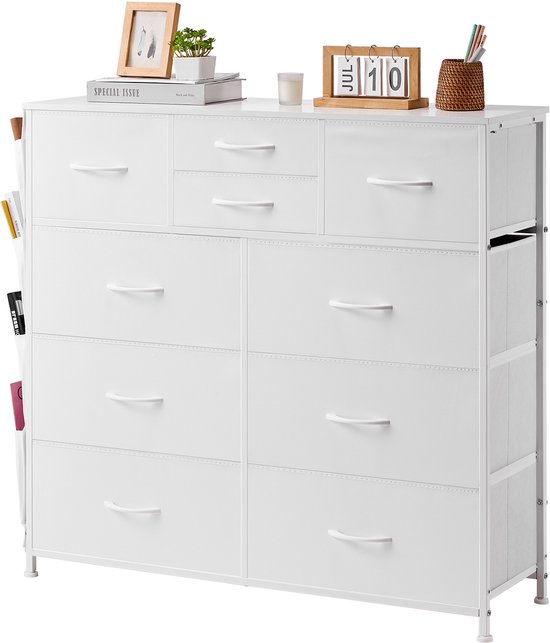 Pavia brede ladekast, rotan en zwart houteffect
