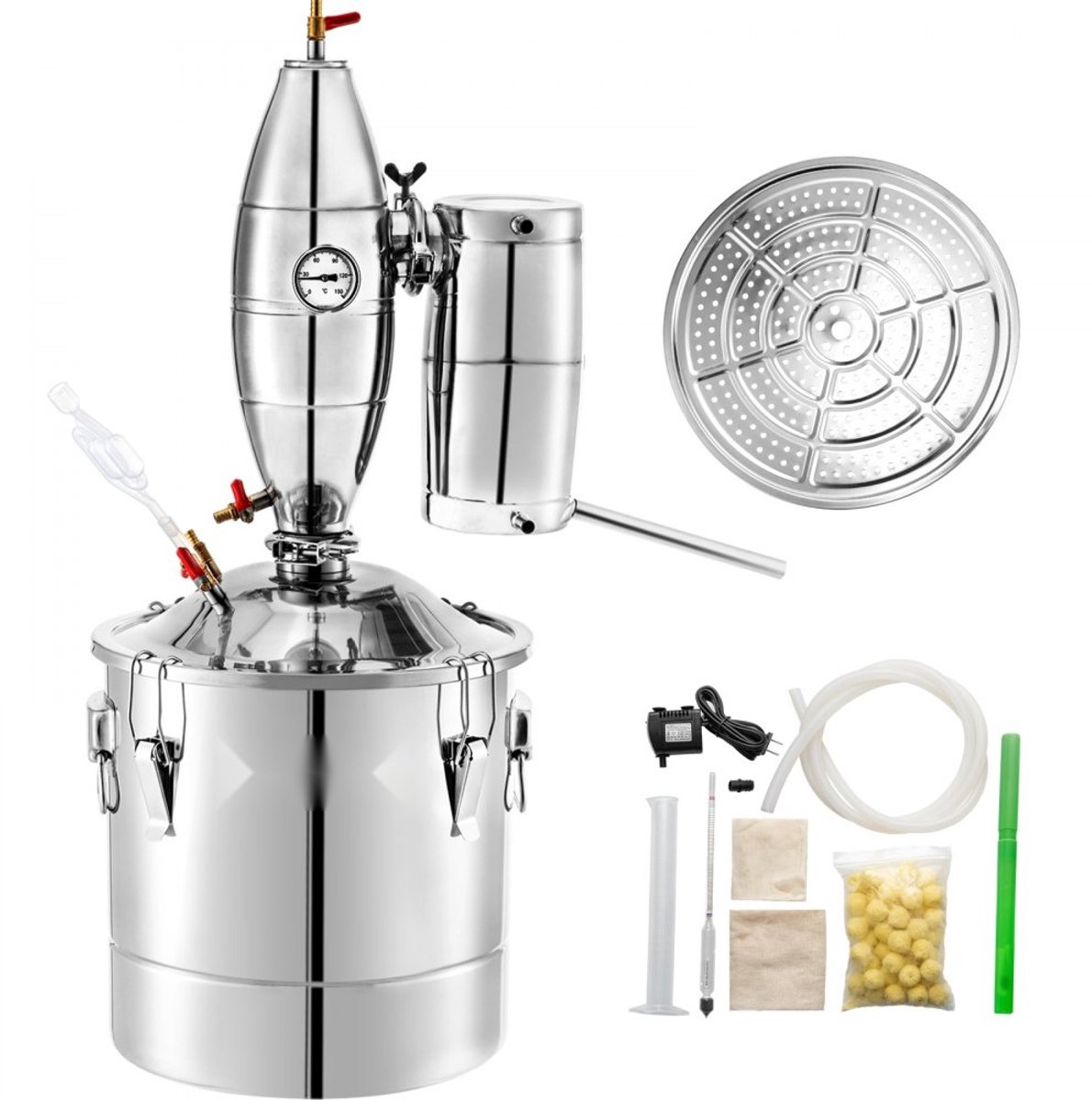 Alcohol Distilleerketel - Moonshine Still Distilleerapparaat - 30 L Capaciteit - 304 Roestvrij Staal - Rectificatiekolom - 35 x 35 cm - Voor Thuis en Professioneel Gebruik