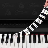 Afneembaar pianotoetsenbord, siliconen pianonoten, notitieetiketten, 88 toetsen, handleiding, herbruikbaar, voor beginners en kinderen, piano leren (klassiek zwart