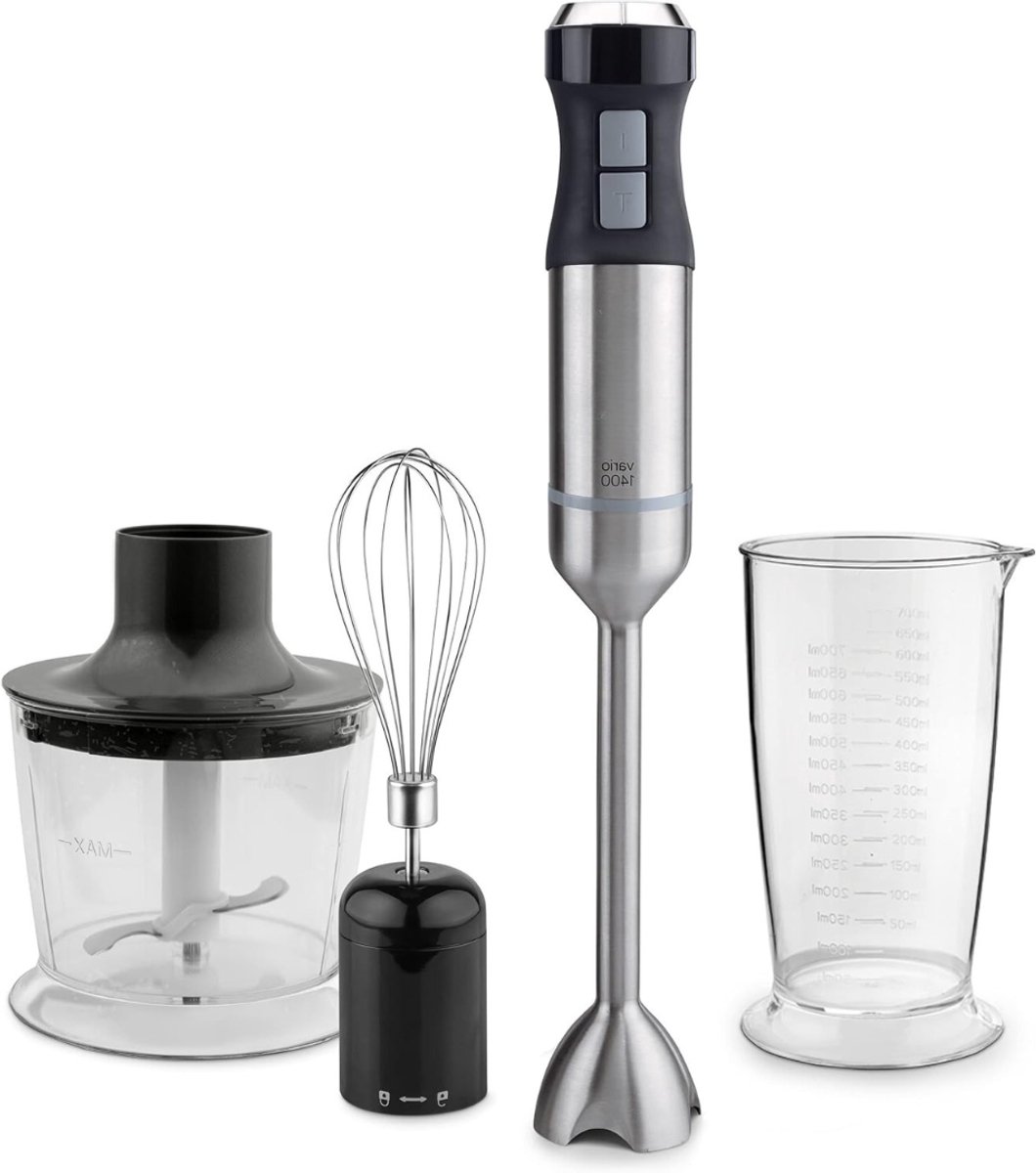 VIN® Staafmixer Set - Handmixer 600Watt - Hakmolen Roestvrij Staal – Handblender – Professionele Hakmolens – Staafmixers - Zilver
