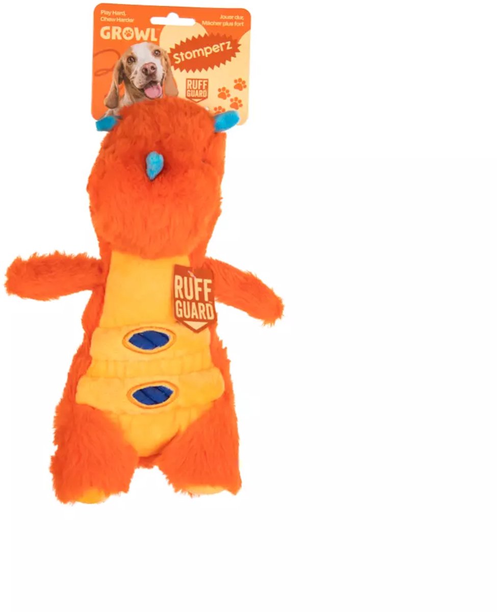 Growl Stomperz Hondenspeeltje met Pieper - Hondenknuffel - Kauwspeelgoed en Trektouw voor Alle Honden - Oranje