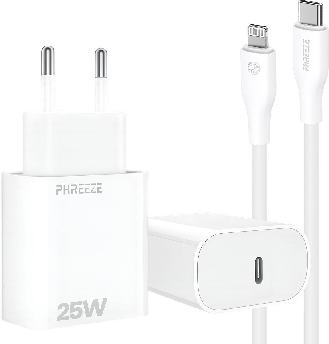 Oplader geschikt voor iPhone iPad met Lightning naar usb C kabel - Snellader 1m