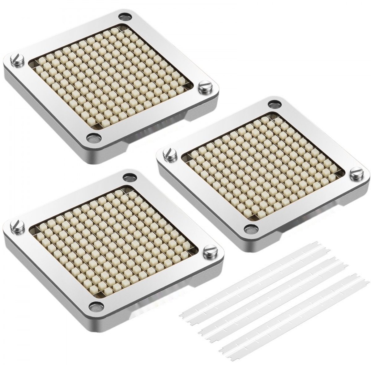 Frietsnijder/Aardappelsnijder Messen - Vervangende Set - Snijmaat 6,4 mm - Inclusief 3 Hakmesjes - Inclusief 6 Extra Mesjes