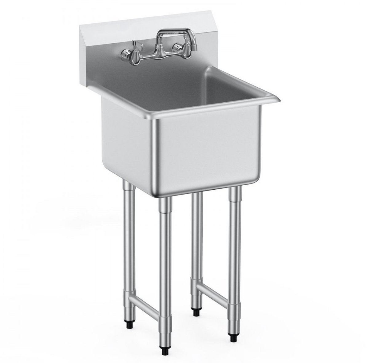 RVS werkspoelbak - Vrijstaande keukenspoelbak met kraan - Afmetingen 45,7 x 38,1 x 104,1 cm - Draagvermogen 104 kg