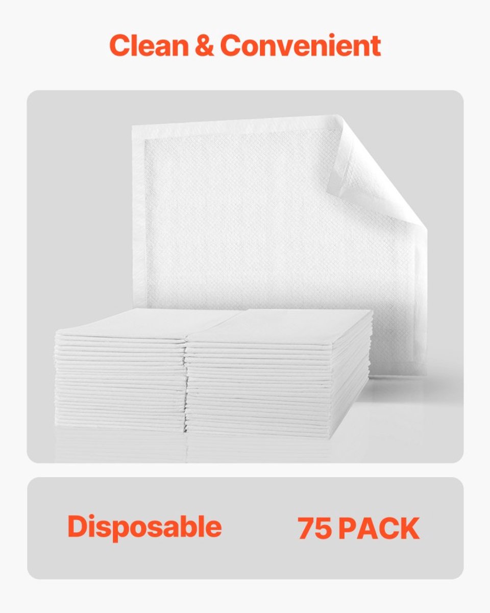 Wegwerp incontinentieonderleggers - Bedonderleggers - Afmeting 76,2 x 91,4 cm - Vijflaags Bescherming - Hoge Absorptie - Waterdicht - Voor Bed en Bank - Set 75 Stuks