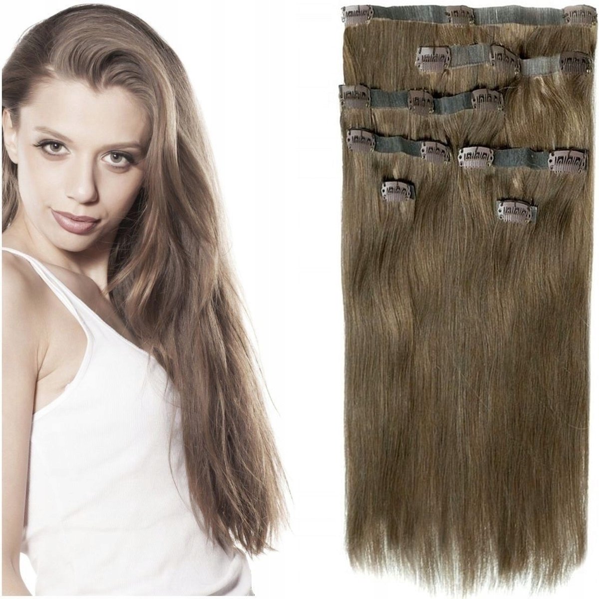 NaharsExtensions Clip-in 40cm 115g 8 Strengen Natuurlijk Blond