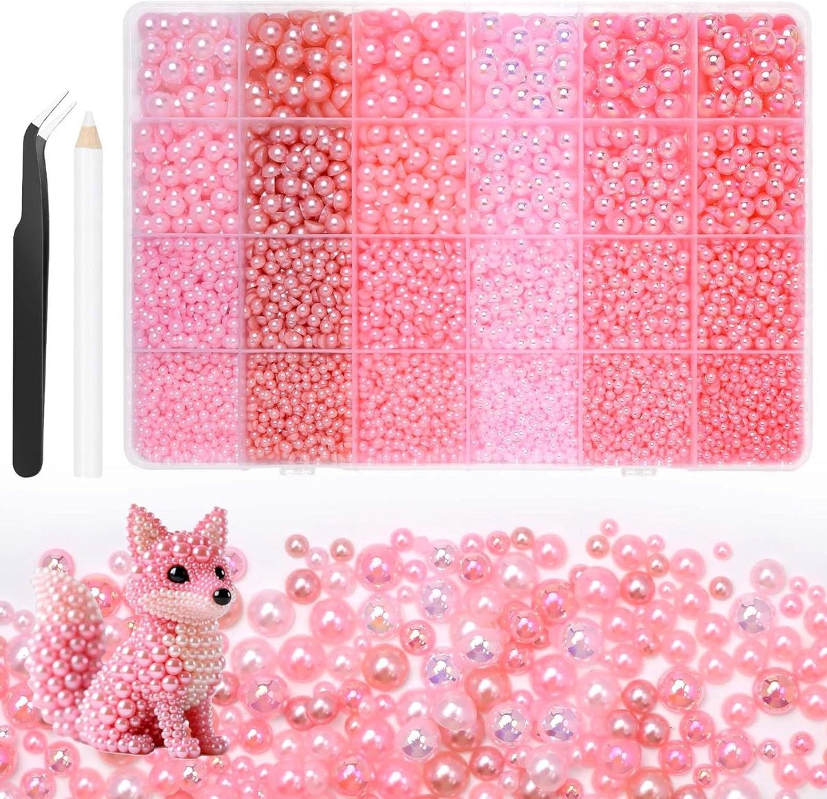 EGoods - 10000 stuks platte parels 3-8 mm voor nail art decoratie - make-up - trouwjurken - DIY (roze)