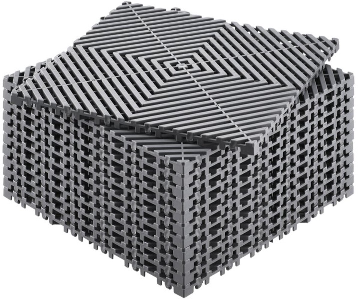 Drainage Kliktegels - Modulaire Vloertegels - Formaat 31 x 31 cm - Set van 12 - Antislip - Waterdoorlatend - Voor Douche, Garage en Tuin - Grijs