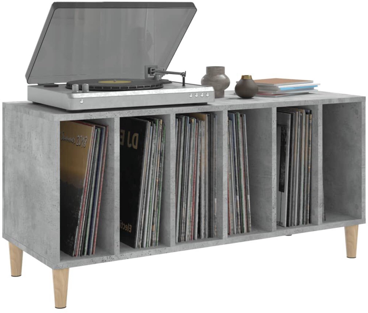 Platenspeler Meubel - LP-kast - Platenspelerkast - Draaitafelstandaard - Platenspelerstandaard - Vintage Displayplank - Betongrijs
