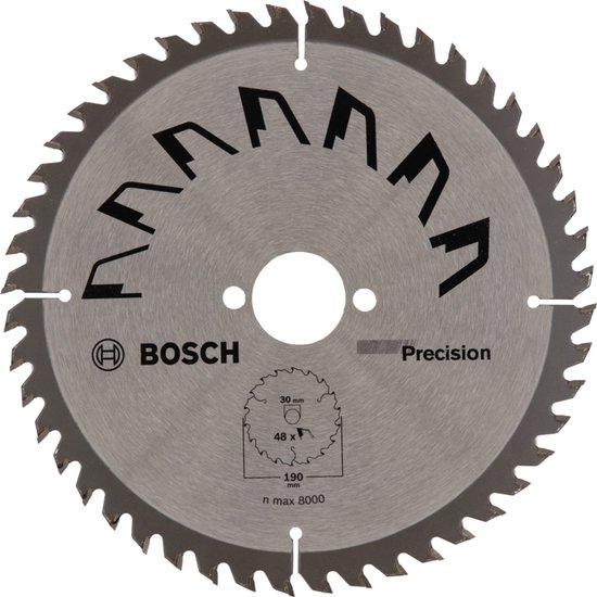 Bosch Precision cirkelzaagblad, 190mm doorsnede, 48 tanden, met precisie aanduiding.