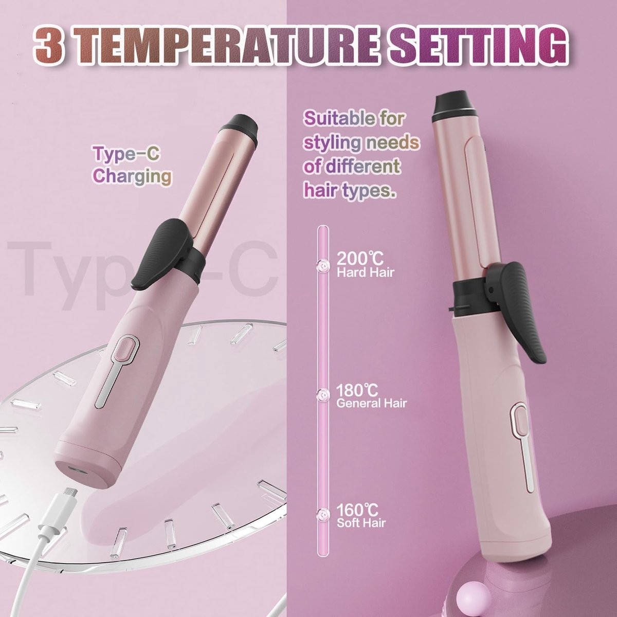 Mini oplaadbare krultang, draagbare kleine 20 mm draadloze - afbeelding 3