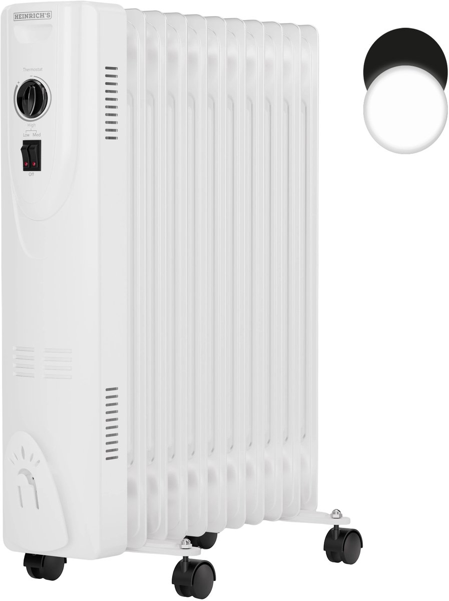 Heinrich’s HOR 8701 olieradiator - 11 ribben - 2500 W - met handdoekenhouder - wit