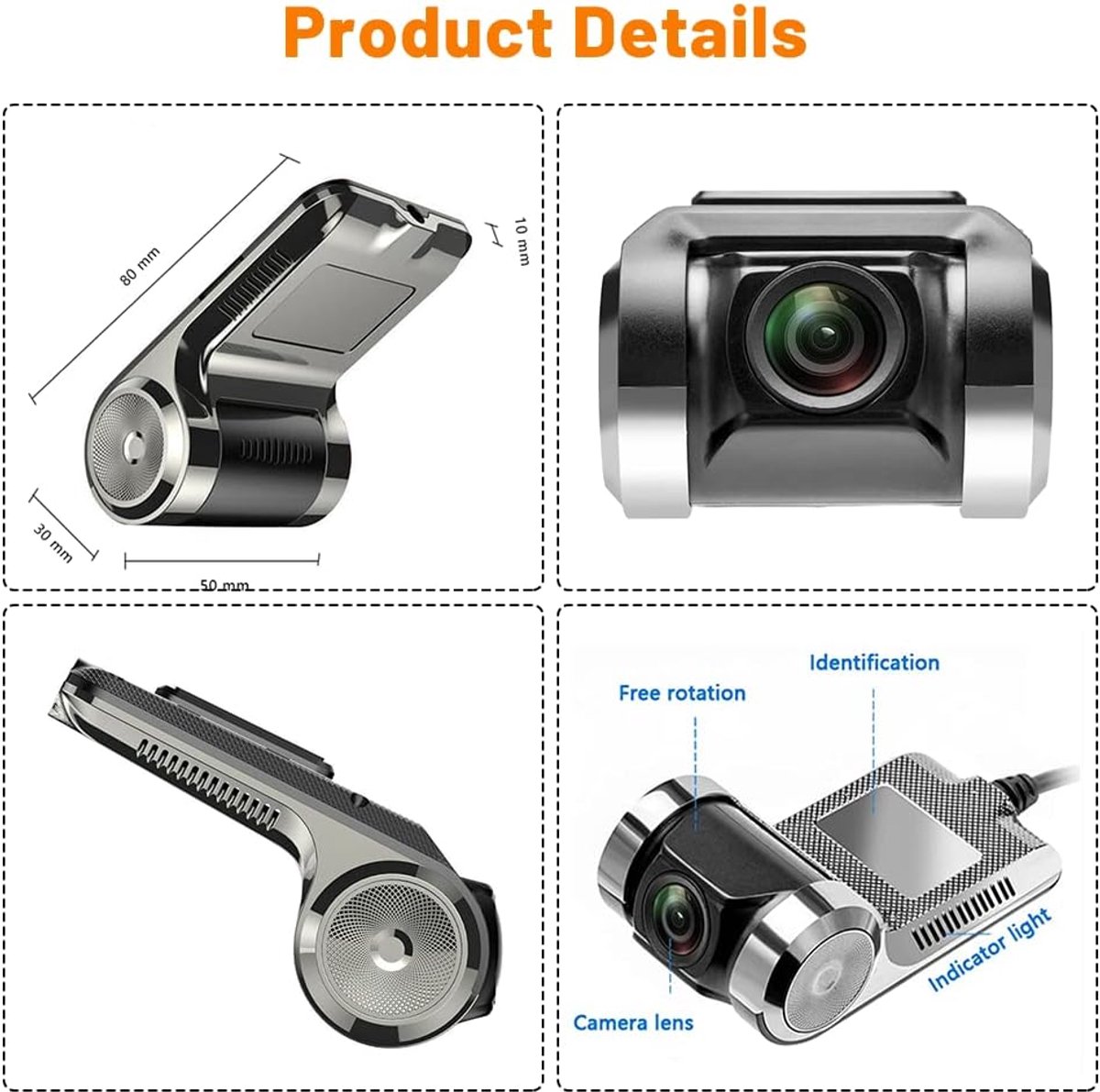 Auto DVR Dashcam Mini-autocamera 170 ° groothoek autocamera USB-minirecorder, nachtversie videorecorder met G-sensor, lusopname, parkeerbewaking voor Android autoradio autocamera – foto 5