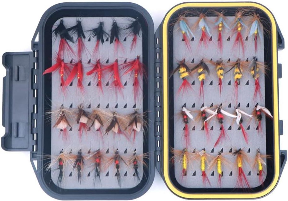 EGoods - Fly vissen lokken set met 40 stuks vliegen in waterdichte box - vliegvis kit - streamer assortiment