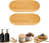6 stuks 16,7 x 8 cm, ovaal bamboe dienblad, kleine bamboe dienblad, klein, ovaal, houten dienblad, hout, voor onderzetters, thee, koffie, cake