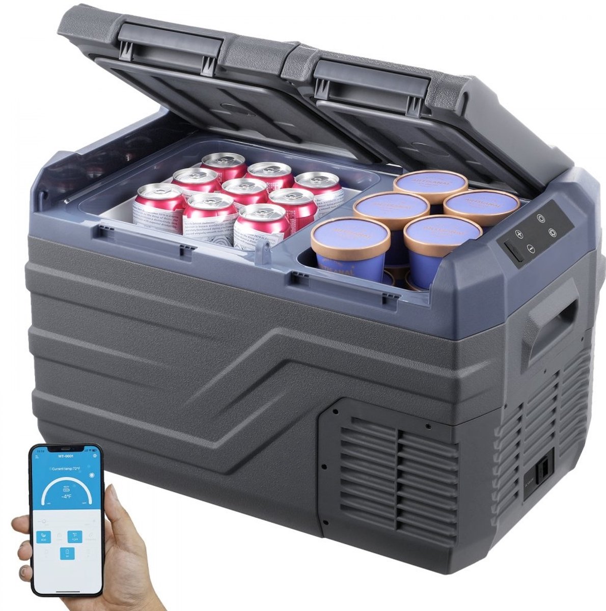 Autokoelkast - Draagbare Compressor Koelbox/Vriezer 25 liter - Dubbele Zone - Temperatuurbereik -20°C tot 20°C - 12/24V DC & 100-240V AC - Voor Auto, Camper en Kamperen