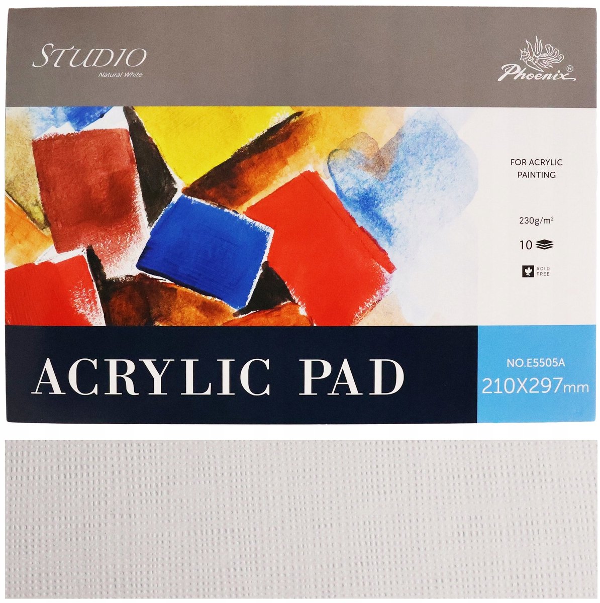 Phoenix A4 Acryl Blok 10 Vel Wit 230g Linnenstructuur 21x29,7cm