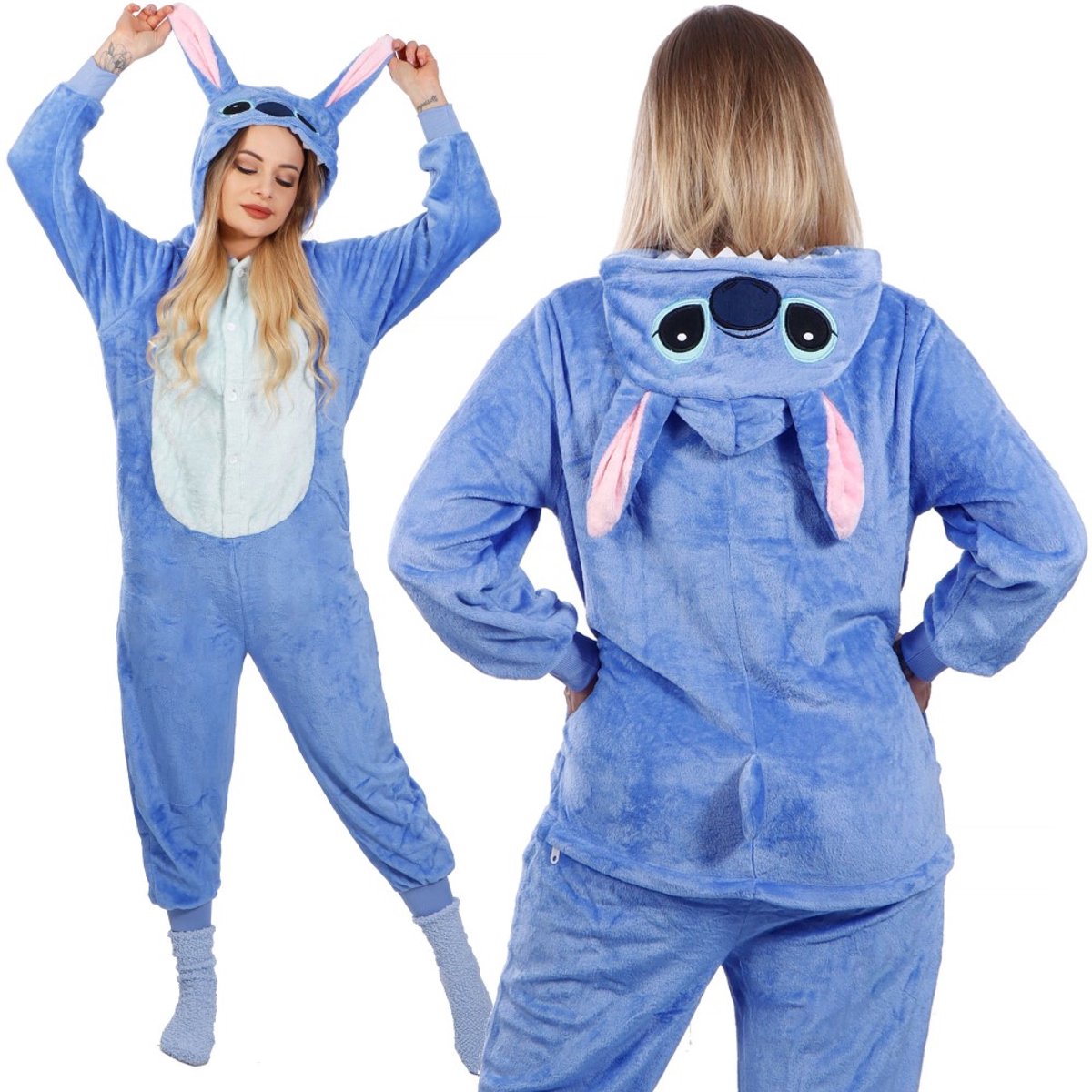 Springos Onesie Volwassenen - Maat L - Blauw