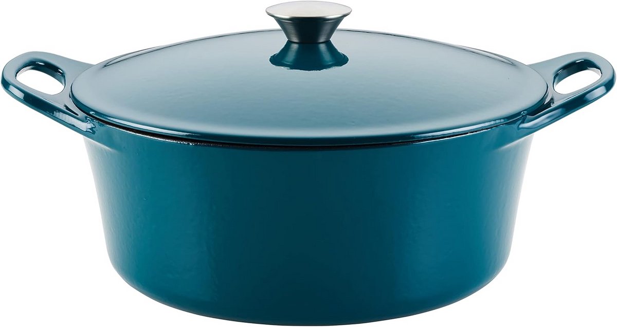 Gietijzeren Stoofpan met Deksel 5 Liter Teal